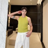 夏季圆领弹力针织背心潮流痞帅修身罗纹无袖坎肩5249P55，男装背心/马甲，电商A246