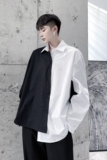 原创设计款暗黑撞色不规则下摆个性长袖衬衣A261-2321-P65，男装衬衫，电商A246