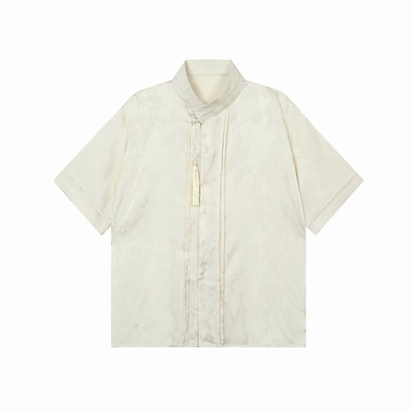 设计款复古缎面新中式提花立领衬衣A246-6816-P95,男装衬衫,电商A246