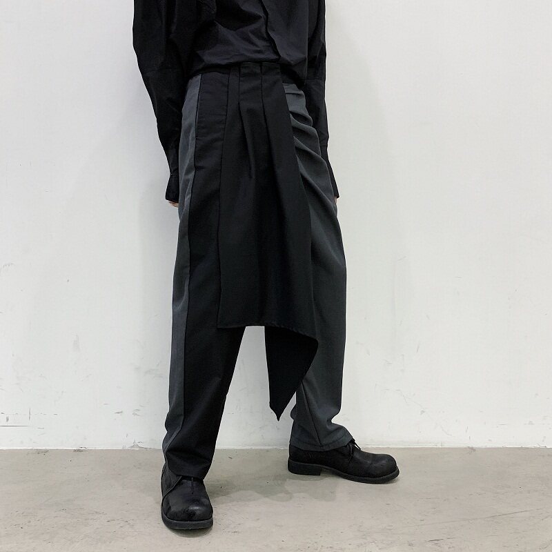 原创小众设计师款撞色不规则潮流个性长裤A246-3927-P80,男装休闲裤,电商A246