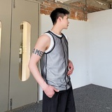 夏季潮流两件套设计男女背心个性欧根纱透视圆领坎肩上衣5160P75，男装背心/马甲，电商A246