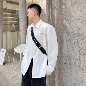 个性拉链翻领痞帅穿搭小众简约衬衣外套5052-P85图片