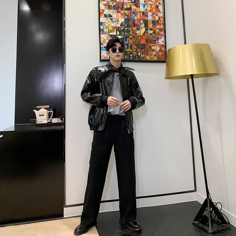 新款立领皮衣外套男宽松休闲百搭机车服夹克上衣A246-2159-P135,男装皮衣,电商A246