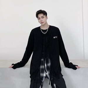 秋冬原创潮流暗黑切割毛边舒适慵懒风开衫百搭毛衣外套MY26-P85图片