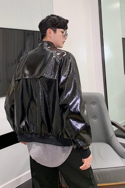 新款立领皮衣外套男宽松休闲百搭机车服夹克上衣A246-2159-P135,男装皮衣,电商A246