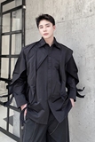 山本暗黑系个性飘带翻领长袖男衬衣小众设计款潮流衬衫5085P115，男装衬衫，电商A246
