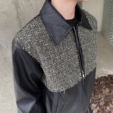 新款时尚休闲气质拼接皮衣外套上衣A2492-P145，男装皮衣，电商A246