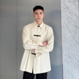 新中式盘扣高级感衬衫男士轻熟风复古翻领长袖衬衣5056-P85，男装衬衫，电商A246