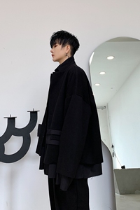 秋季毛边切割拼接复古时髦短款西服A246-2170-P125图片