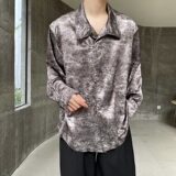 春季新中式缎面立领长袖男女衬衣个性金属盘扣风衬衫2644P105，男装衬衫，电商A246