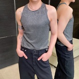 夏季个性亮粉潮流圆领背心修身痞帅舞台装无袖坎肩5248P60，男装背心/马甲，电商A246