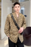 个性织绒花纹复古翻领垫肩男长袖衬衣气质小众亚麻男衬衫5059P90，男装衬衫，电商A246