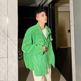 秋季小众个性拼接毛边设计翻领长袖男女衬衣条绒衬衫3766P140，男装衬衫，电商A246