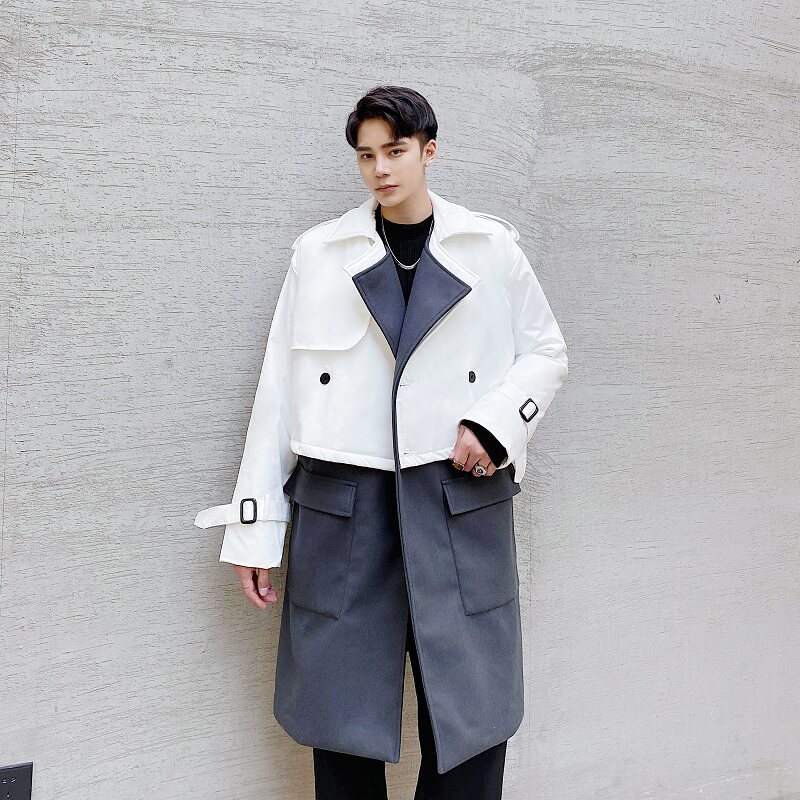 冬季韩版原创两件套毛呢长马甲短款时髦加厚翻领棉衣3817-P195，男装棉衣，电商A246