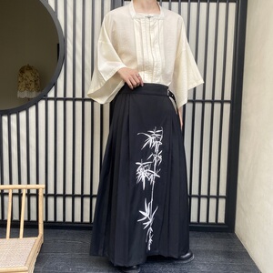 夏季新中式方领中袖男女衬衣复古风汉服衬衫3573P95图片