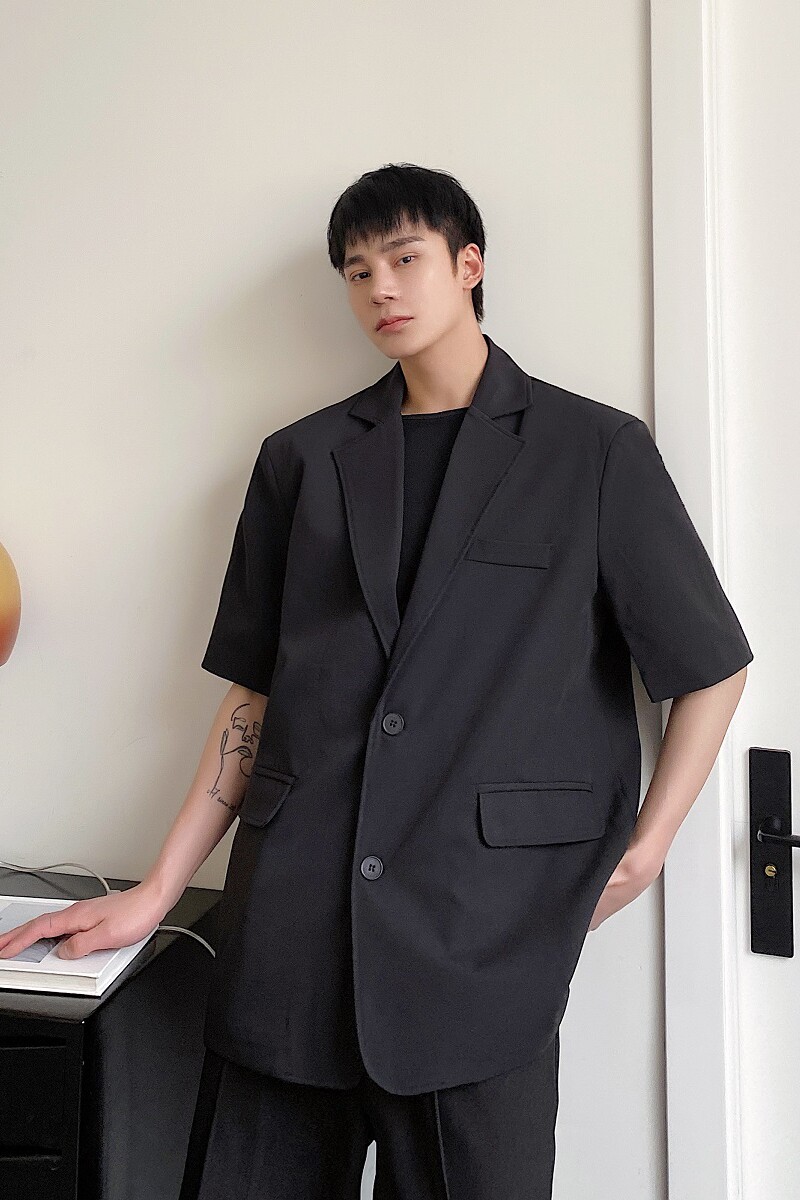 夏季韩版阔型休闲短袖西服男上衣潮流痞帅七分袖外套5149P110,男装T恤,电商A246