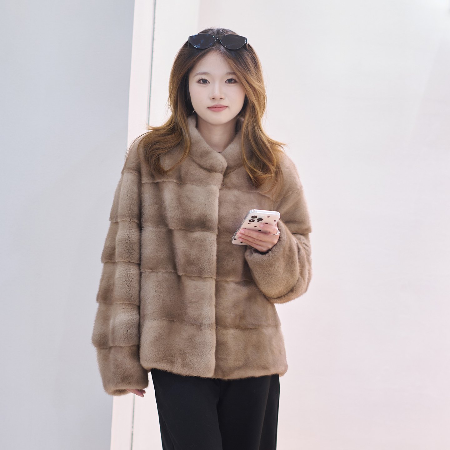 日常轻奢 进口紫标水貂整貂皮草立领横排貂皮大衣女外套冬