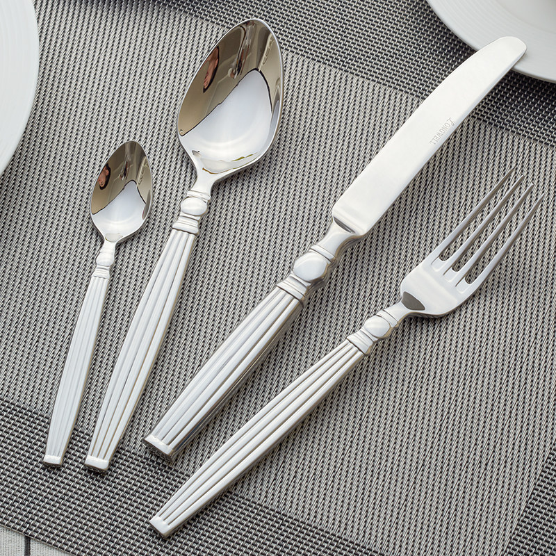 longwell304不锈钢西餐餐具套装2012罗马条纹新款牛排刀叉三件套
