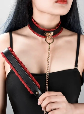 女式创意花边项圈k9颈套牵引绳定制刻字女m