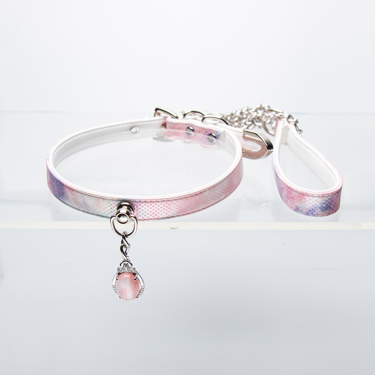 江山如画国潮项圈小众镭射水墨画皮puppy挂坠项圈定制刻字女m