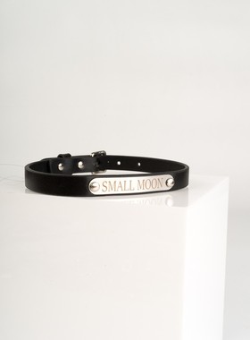 可调节铭牌项圈真皮定制刻字