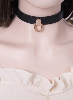 项圈定制刻字女m牵引绳链子手工皮具K9颈圈人用人戴定制刻字