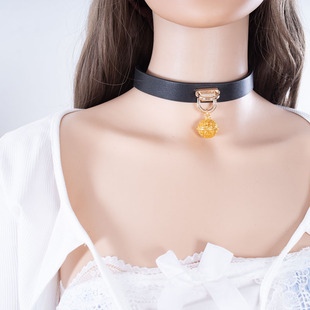 真皮女m项圈k9定制刻字项圈男女外出可戴可调节宫铃颈带