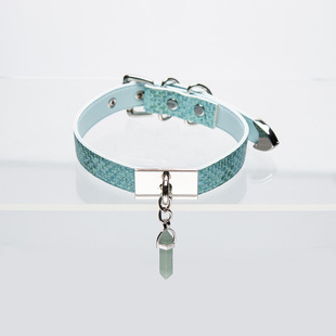 碧绿色蛇皮项圈choker小众设计感亚文化puppy水晶子弹定制刻字女m