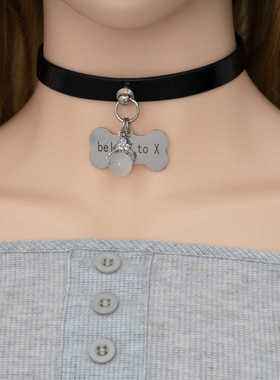 狗爪印choker朋克装饰项链皮革