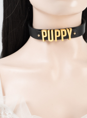 字母可以定制  项圈女m 真皮k9手工皮尺定制刻字