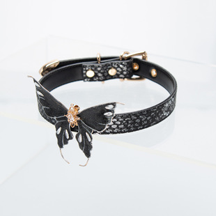 皂化液手工蝴蝶项圈choker蛇皮质感小众puppy项圈定制刻字女m
