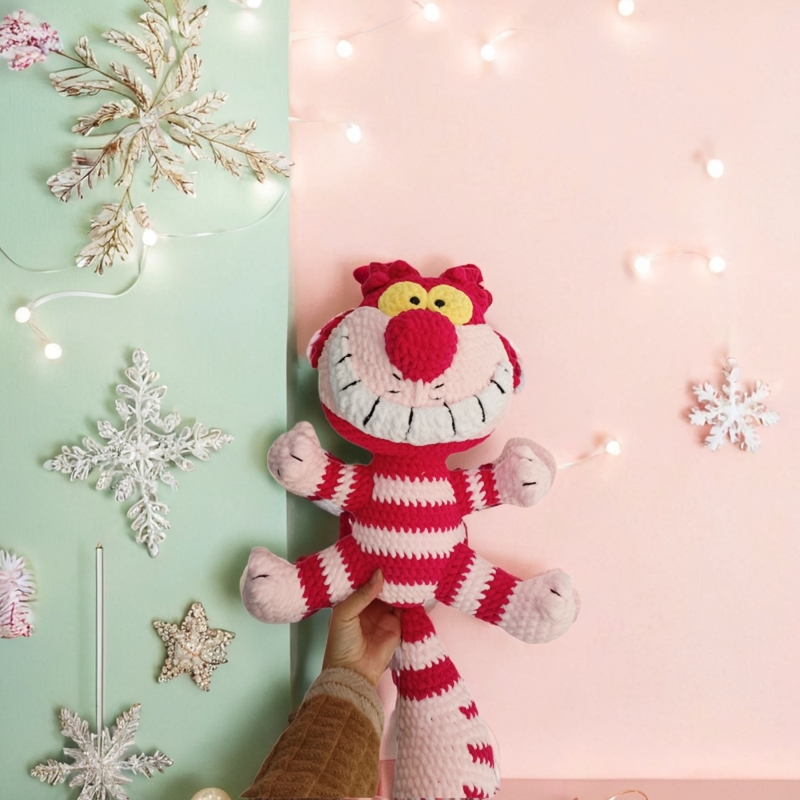 手工编织DIY钩针材料包柴郡猫爱丽丝梦游仙境隐身小猫玩偶抱枕