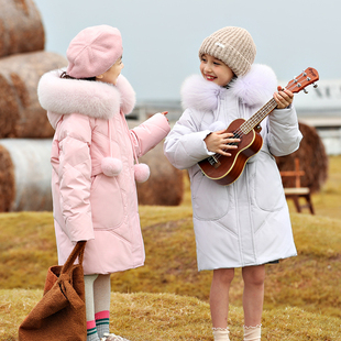 新款女童羽绒服中长款加厚韩版洋气儿童装中大童大毛领冬外套