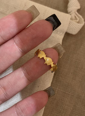 新款吉象点钻拉丝戒指女小众设计
