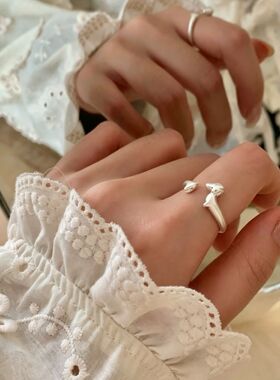 韩版简约磨砂腊肠狗戒指女新款小