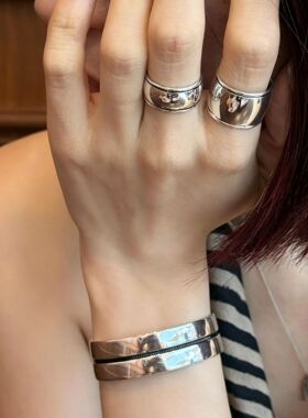 欧美风简约光面宽版戒指女新款时