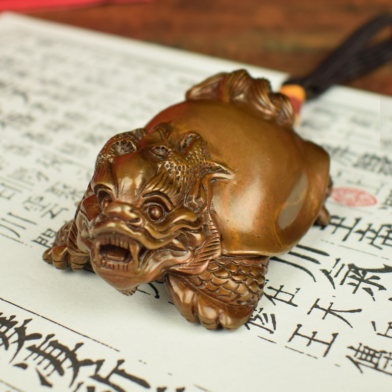 铜实心招财龙龟把件赑屃霸下书桌办公手把件龙头龟镇纸工艺品摆件