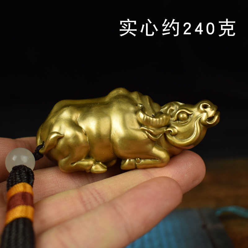 全铜实心生肖牛文玩手把件工艺品