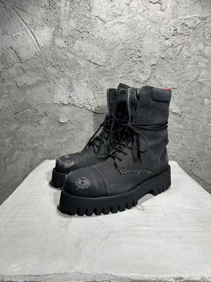 424 on Fairfax做旧高帮鞋工装靴复古大头男款厚底增高马丁短靴潮