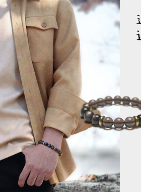 逸述原创黑曜石银曜石手串