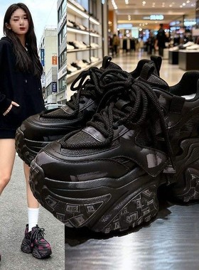 小个子厚底增高老爹鞋女2026秋冬季新款百搭加绒休闲鞋高跟运动鞋