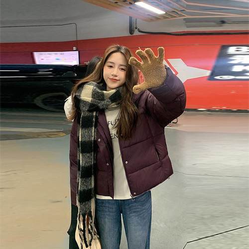 欧美羽绒棉服女2025新短款宽松时尚加厚小个子洋气连帽外套