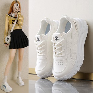 不累脚工作小白鞋 女皮面柔软运动鞋 子 2025厚底老爹鞋 SH527爆款
