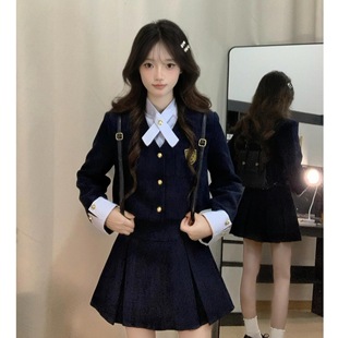 富家千金小香风连衣裙子女秋冬季感早秋套装英伦风穿搭一整套