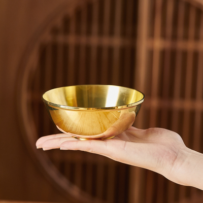 黄铜碗摆件铜筷子餐具套装饭碗家用加厚黄铜金碗供佛供水碗斋饭纯