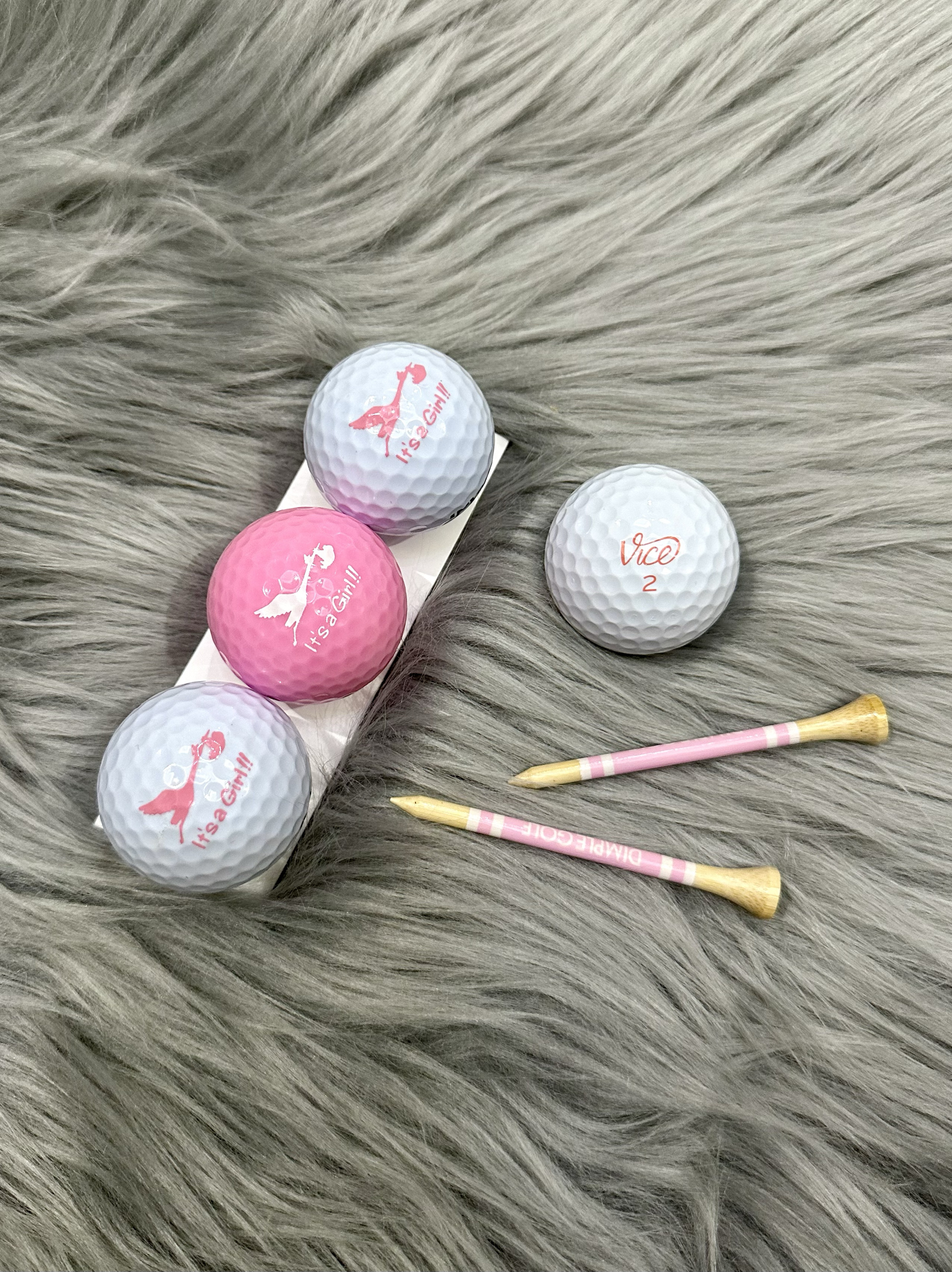 现货美国进口粉色鹅vs vice 粉字收藏精美限量版水晶高尔夫球新球
