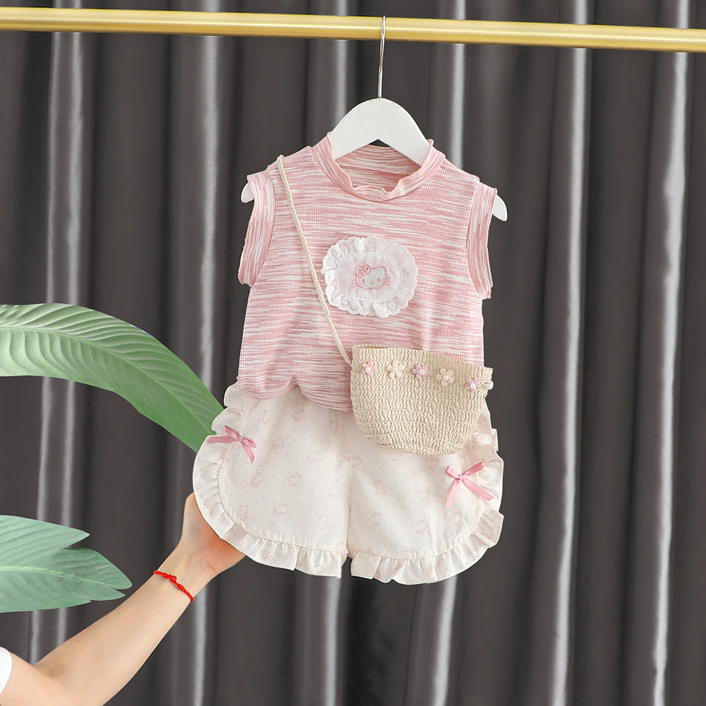 宝宝套装新款0半夏季1岁婴儿童洋气背心2女童夏装两件套韩版裤子3