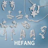 HEFANG星光飘带何方耳环流星多层耳钉女轻奢流星飘带项链 新品