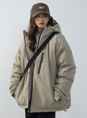 DrawNorth简约山系棉衣趣味中性风户外棉服女冬季小众外套设计感