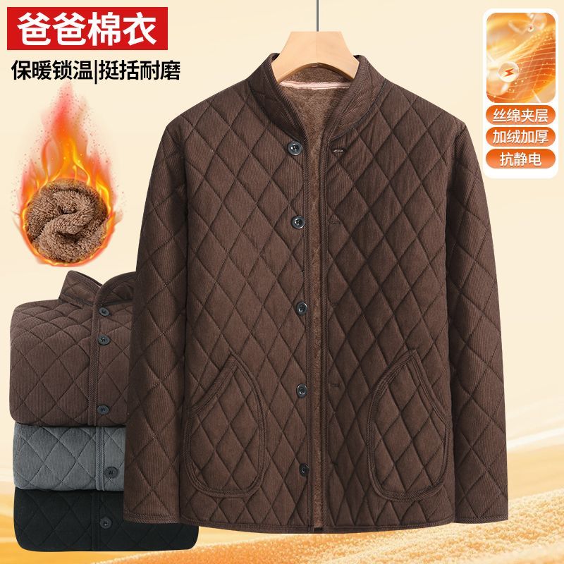 加绒加厚新款男士棉袄图片